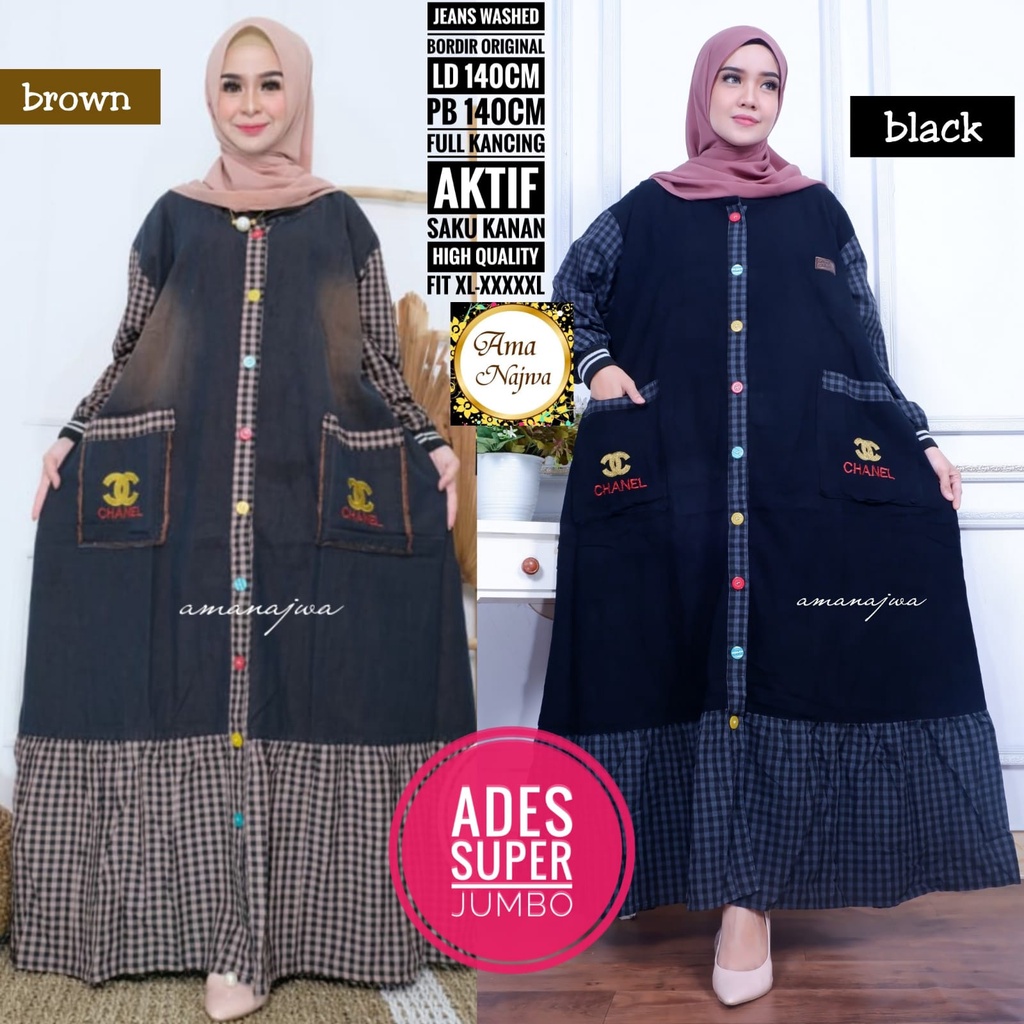 DRESS JEANS SUPER JUMBO / 30.6 / ADES TESSA CLEO / LD 140 CM / PB 140 CM / BUSUI / FIT XXL-XXXXL / AMANAJWA