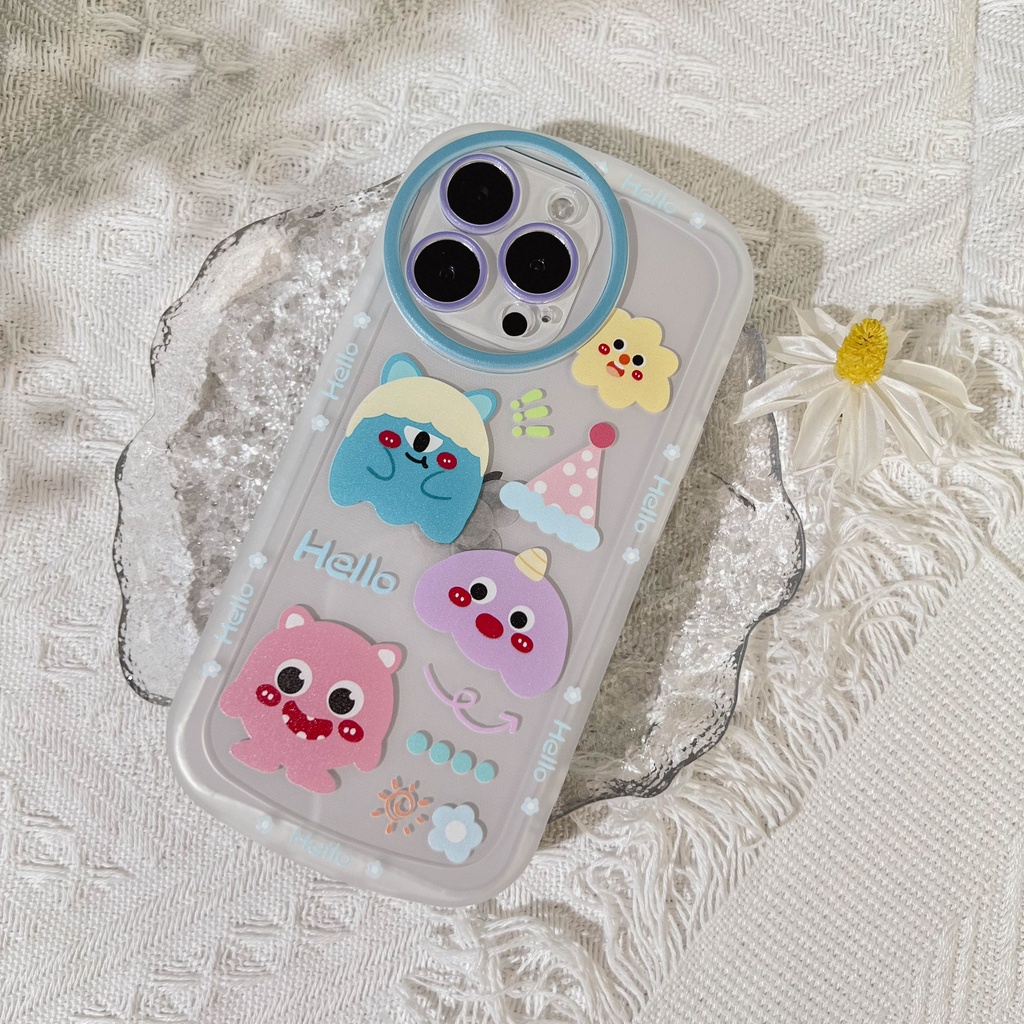 Soft Case TPU Transparan Motif Three Little Monsters Untuk iPhone 13pro 13prm 11 7Plus 8Plus Xr XS 13 12pro Max