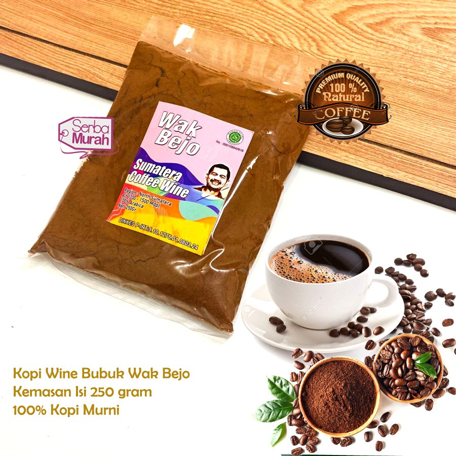 Kopi Wine Wak Bejo / Kopi Bubuk Asli - Sumatera Coffee 100% Wine 250gr / Kopi Fermentasi Asli