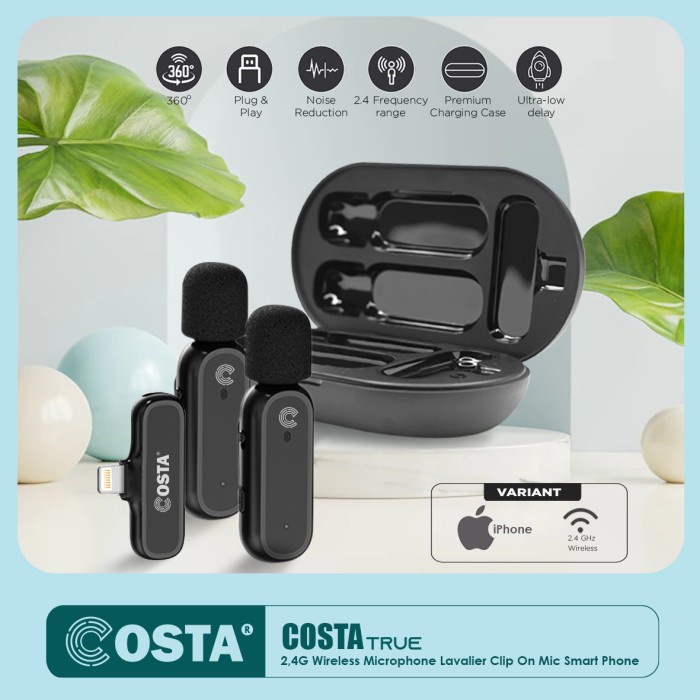 COSTA True Dual TX Wireless Mic Super Lavalier Clip On Smart Phone IOS