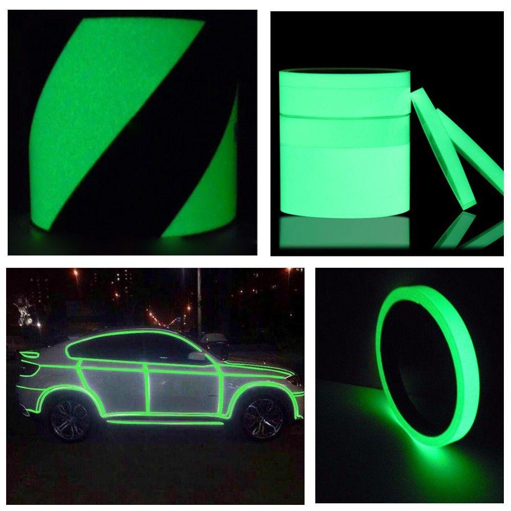 TOP Car reflective strip Warning Stickers Fashion Self-adhesive Safety Sign Glow In The Dark Green Fluorescent