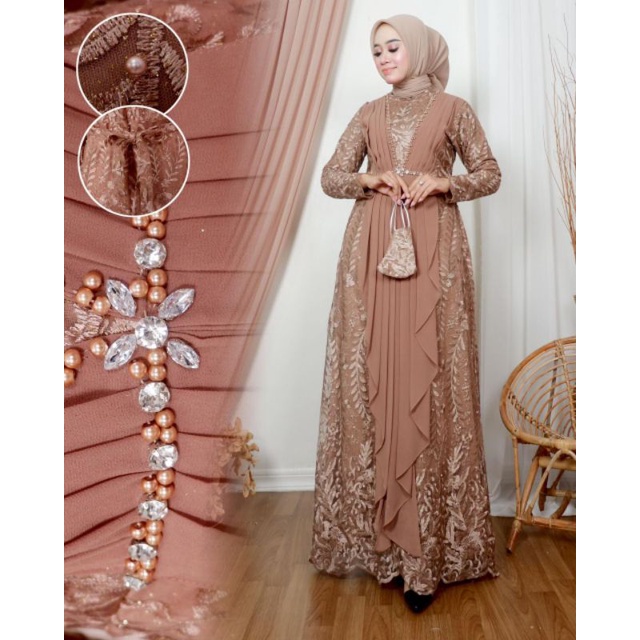 Permata Olshop / Kebaya Gamis Viara NK / Gamis Kebaya Pesta / Gamis Modern / Kebaya Kondangan / Gamis Bridesmaid