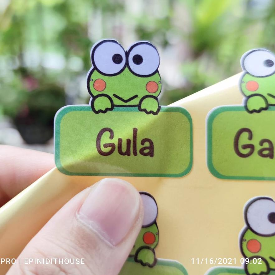 

Stiker Toples Keroppi Keropi Label Nama Bumbu Dapur Tempel Anti Air