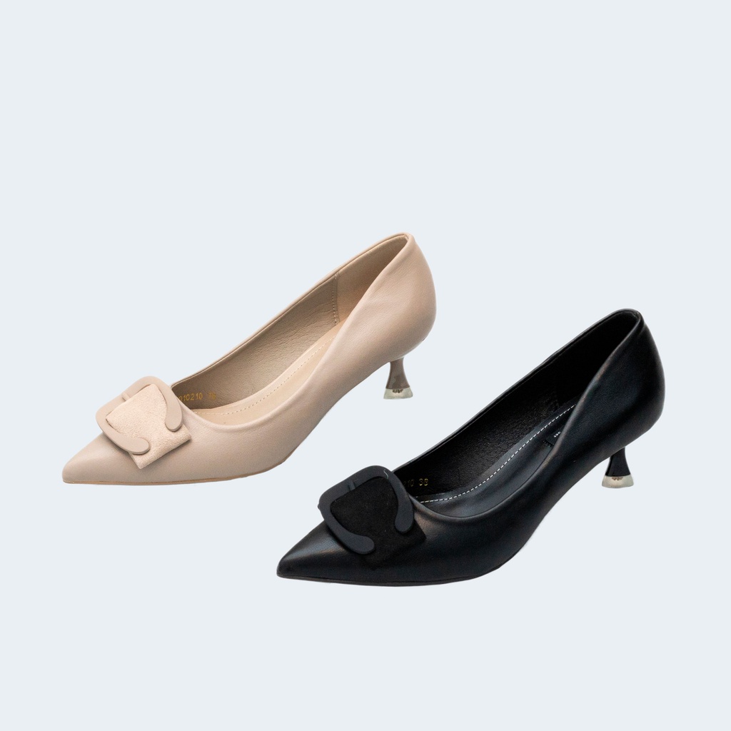 MINIVOG Square Toe Glazed Leather Ankle Strap Women Pump Shoe 
