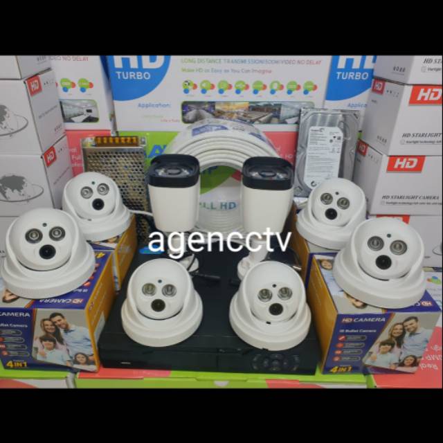 Paket cctv 8 kamera  5mp 1080p full hd lengkap siap pasang