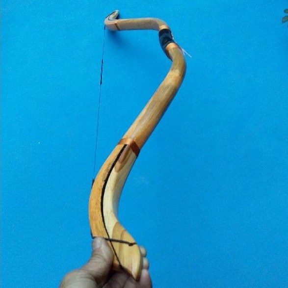 horsebow rotan siyah laminasi kayu jati busur panah manau