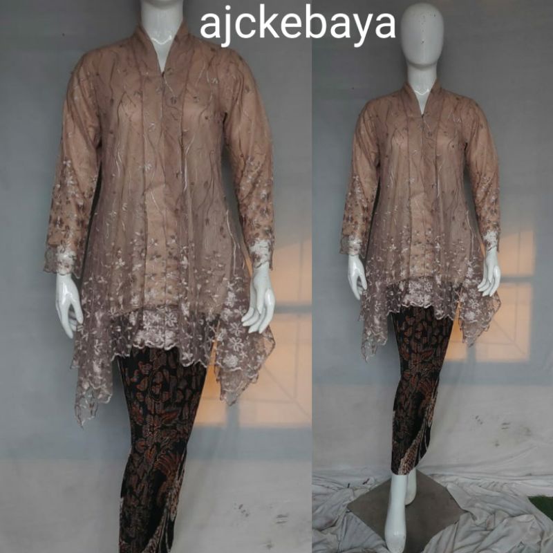 kebaya/Kebaya Kartini Tunik/ Tunik tulle / Kebaya Modern/Kebaya Busui/Set Kebaya Tunik-Nud