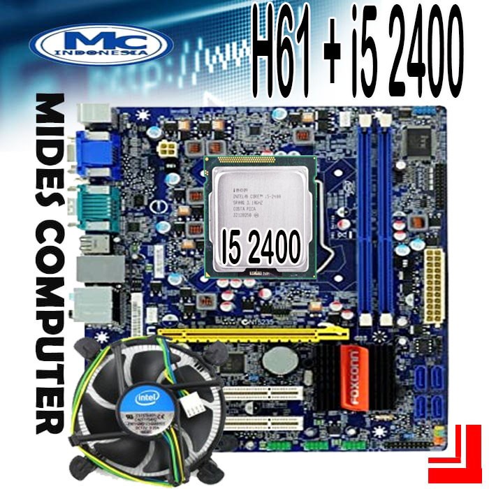 Mainboard MOBO Motherboard H61 Foxconn + Processor i5 2400