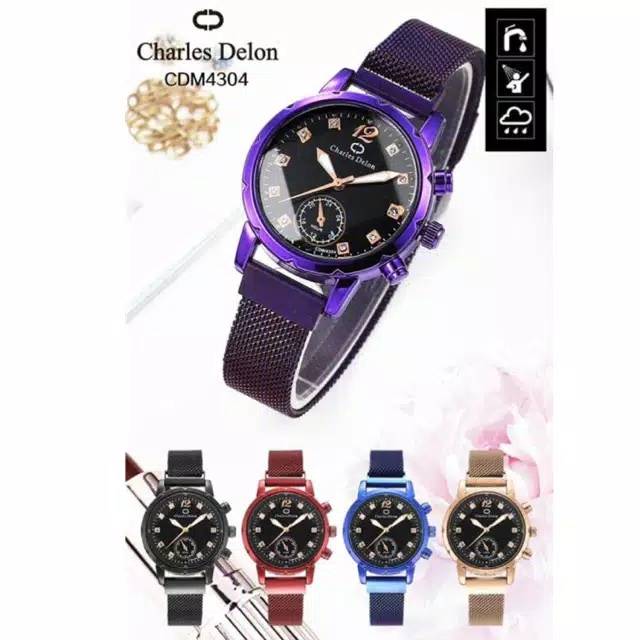 jam tangan magnet charles delon ORI tahan air + BOX