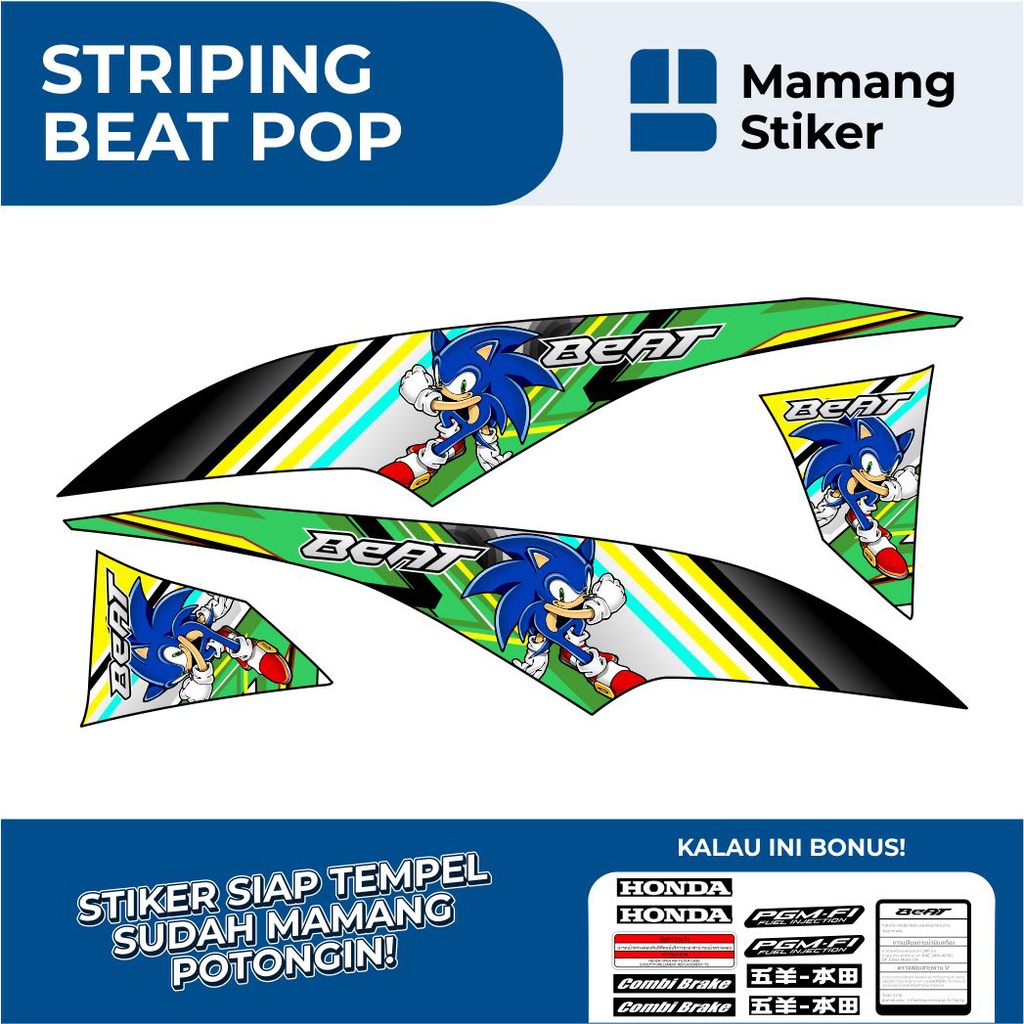 STRIPING HONDA BEAT POP FULL BODY VARIASI 6 SONIC/STIKER BEAT POP FI ORIGINAL/STICKER BEAT POP RACIN