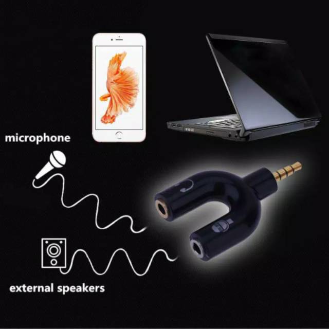 Audio Splitter Shape U 3.5 mm ke Headphone &amp; Mic