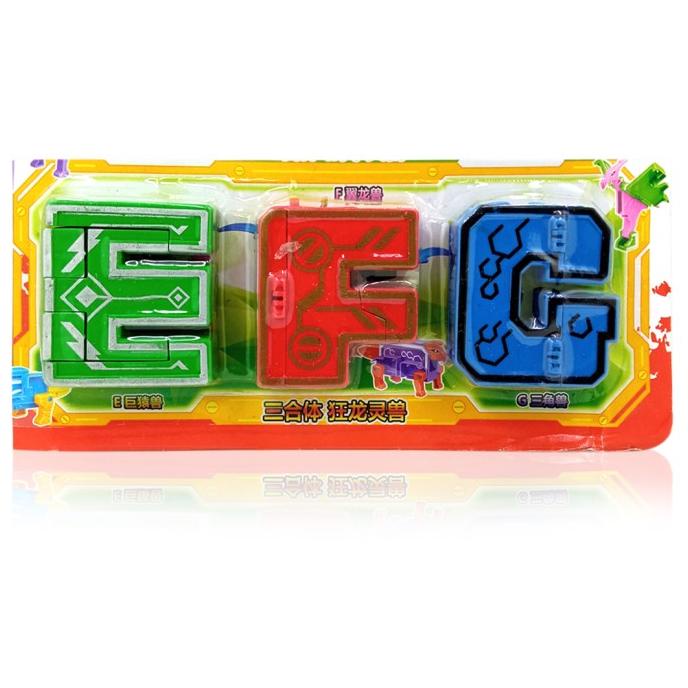Robot Huruf Dino EFG Alphabet Berubah Bentuk Dinosaurus Mainan Anak magist4 Kualitas Baik