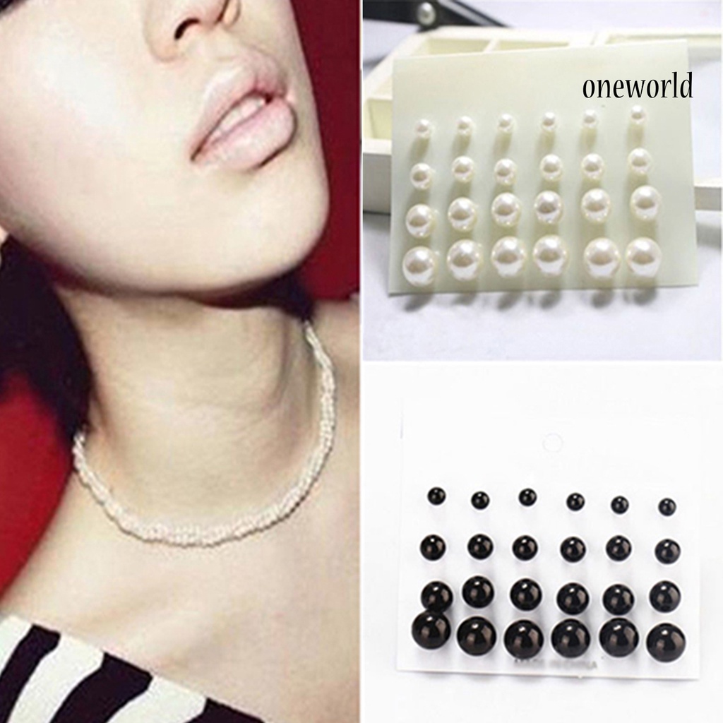 OW@ 12 Pairs Attractive Elegant Faux Pearl All-match Ear Stud for Party