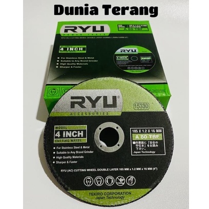 Batu Potong RYU 4 inch x 1,2 - Batu Gerinda Potong 105mm 1.2mm - Cutting Wheel RYU 4in AC-CW014