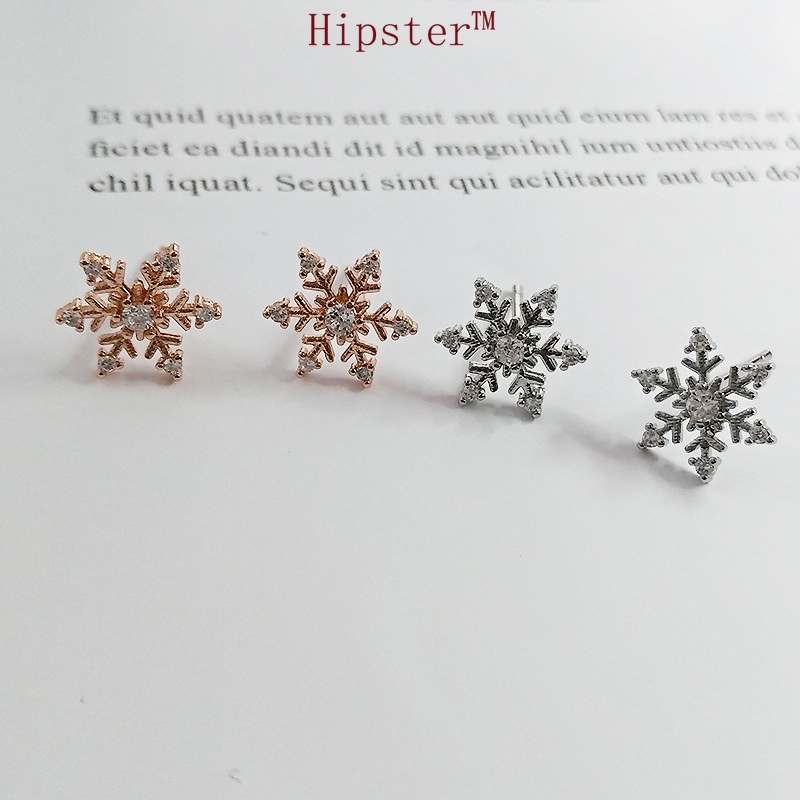 Hot Sale Simple Personalized All-Match Moissanite Snowflake Rose Gold Stud Earrings