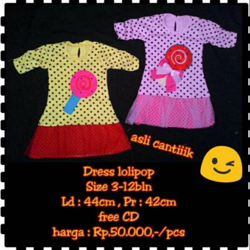 Dress Baby Cantik Lolypop Tangan 3/4 kerut bawah kombinasi tutu