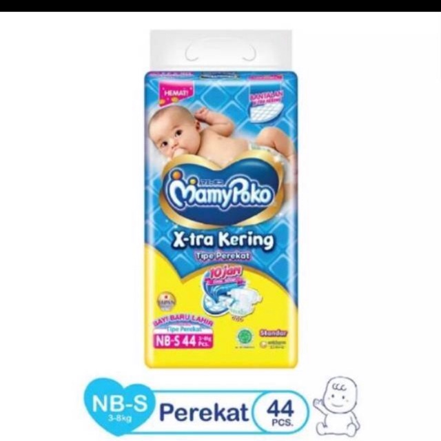 Pampers bayi Popok Mamy poko New born X-tra kering 44pcs