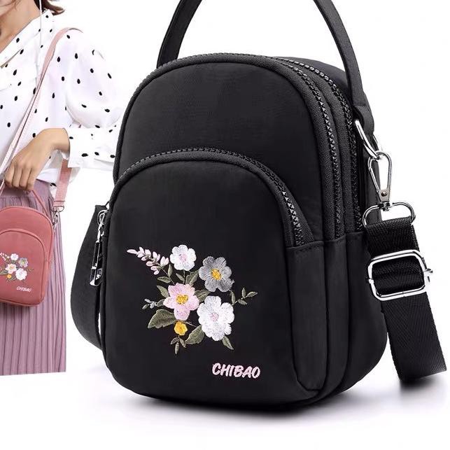 ✦ Tas Wanita Import Jinjing dan Selempang CHIBAO Mini CB8186 8186 Y332 Bordir Bunga Parasut Super ♚