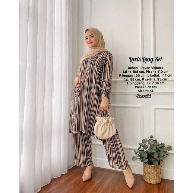 ONE SET RAYON PREMIUM / SETELAN RAYON DAILY ONE SET BAJU SETELAN WANITA-LURIS LONG SET