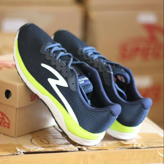 Sepatu Running Specs Dual Enduro - Navy/Toxic Green/White