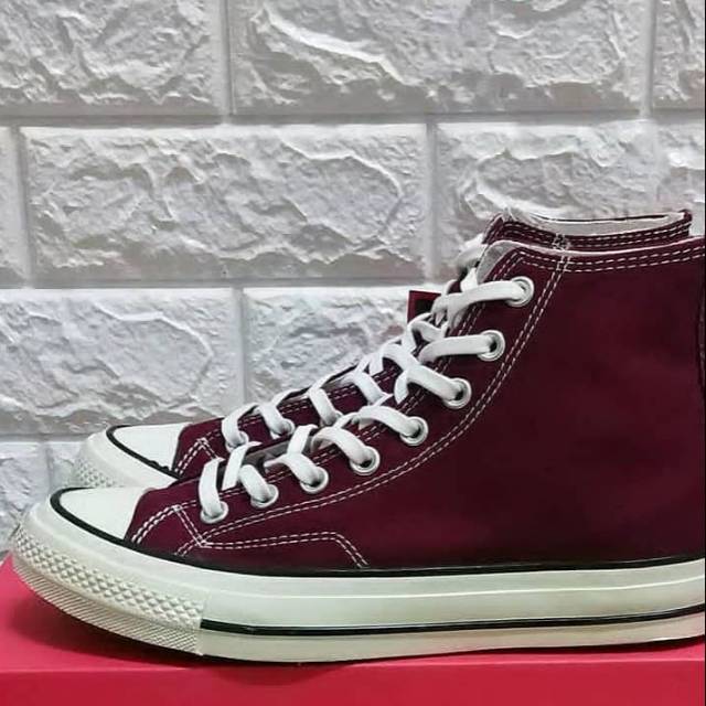 SEPATU CONVERSE 70S HIGH MAROON PREMIUM BNIB FULL TAG BARCODE MADE IN VIETNAM