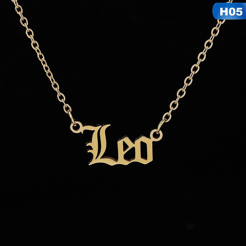 Old English Letter 12 Zodiac Necklace Constellation Scorpio Leo Capricorn Aquarius Libra Taurus Cancer Virgo Gemini Sagittarius Pisces Aries Personalized Necklace Gifts Excellent