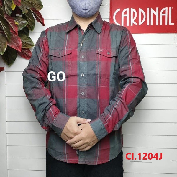 gof CARDINAL KEMEJA JUMBO SLIMFIT Motif Lengan Panjang Pakaian Atasan Pria Hem Santai Original