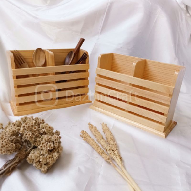 Tempat Sendok Garpu Bahan Kayu Pinus Berkualitas