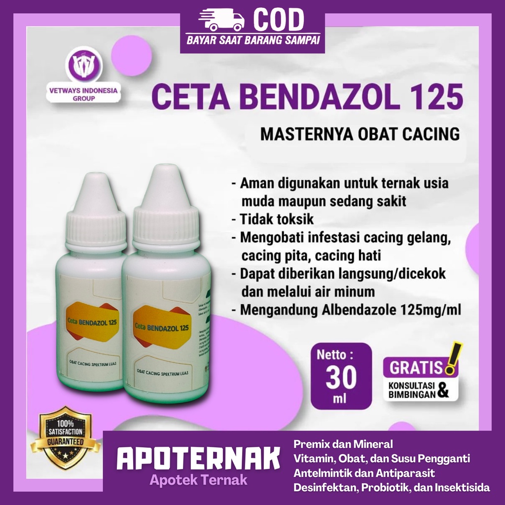 CETA BENDAZOL 125 30 ml | Obat Cacing Pada Ternak Sapi Kerbau Kambing Domba Ayam  Apoternak