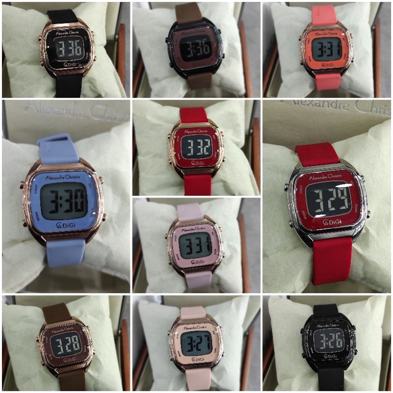 JAM TANGAN WANITA ALEXANDRE CHRISTIE AC 9335 NEW AC9335 DIGITAL RUBBER ORIGINAL