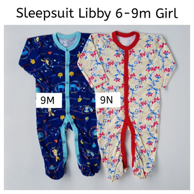 SATUAN PILIH MOTIF Sleepsuit Libby Baby Premium Baju Bayi Girl Size 3 6 9 Bulan