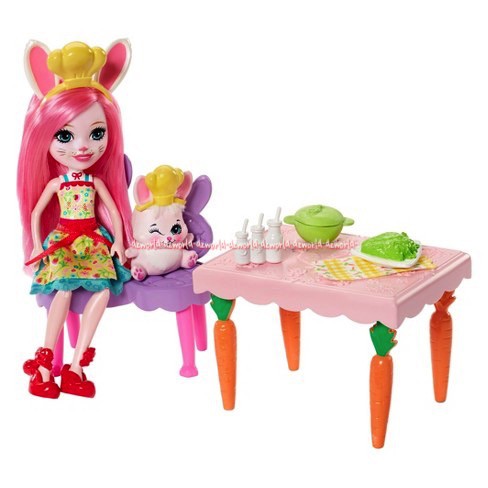 Enchantimals Kitchen Fun Cocina Diverida Mainan Boneka Encantimel  dengan playset dapur