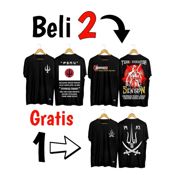 Paket hemat kaos IPSNU PAGAR NUSA / Beli 2 GRATIS 1 / Kaos lengan pendek / HITAM XL