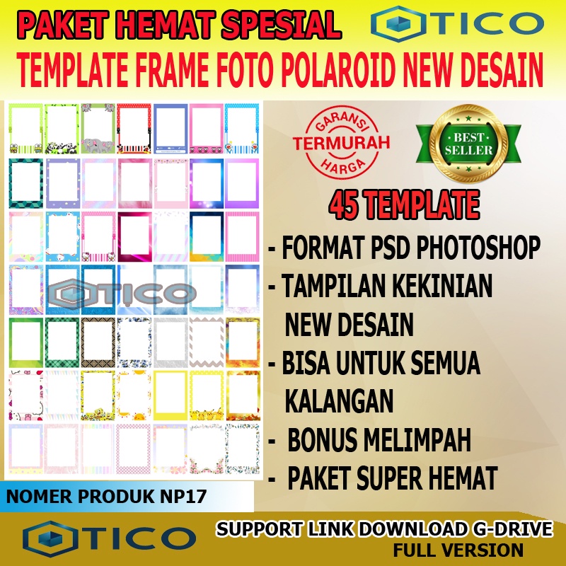 Paket Template Desain Frame Foto Polaroid Kekinian Terbaru PSD Usaha Percetakan Multimedia Termurah Terlaris NP17