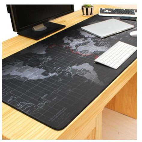 [LEMEKMOUSE] -  Mouse Pad XL Desk Mat Motif Peta Dunia 400 x 800 mm - MP002 - Black