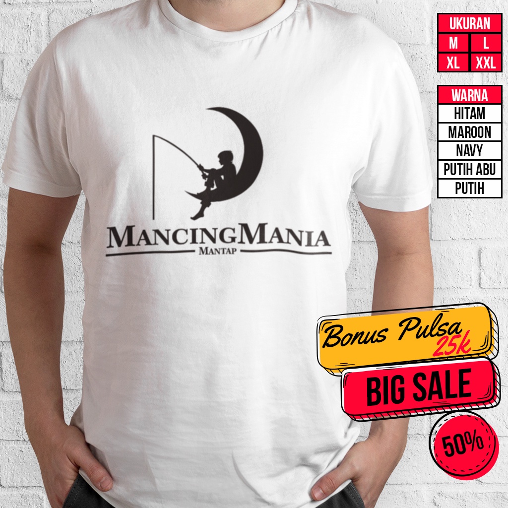 BAJU KAOS PRIA BRANDED PLESETAN LUCU DISTRO LAKI LAKI COWOK JUMBO OVERSIZE MANCING MANIA MANTAP