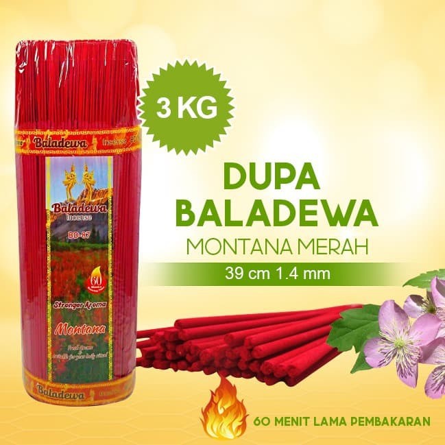 Dupa/ Hio Wangi Harum Baladewa 39 cm 3 Kg 1.4 mm Montana merah