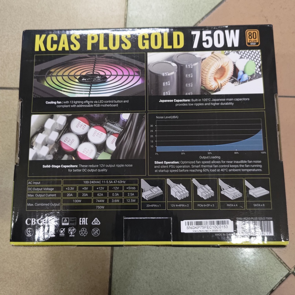 PSU AEROCOOL KCAS 750W Gold 80 Plus 750 Watt