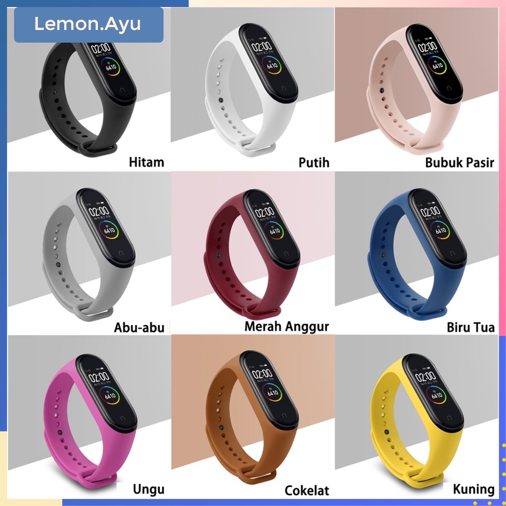 Tali Strap Polos Colorful Silicone Xiaomi Mi Band 3 4