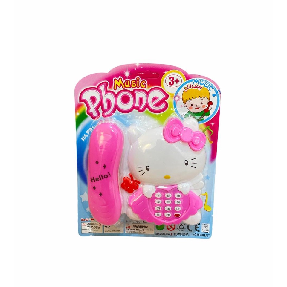 Mainan Anak Telepon Hello Kitty Telepon Rumah Dengan Musik &amp; Lampu Mainan Anak