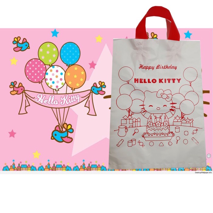 

TERLARIS TAS PLASTIK ULANG TAHUN HELLO KITTY ULTAH ANAK uk : 25 x 35 cm MURAH