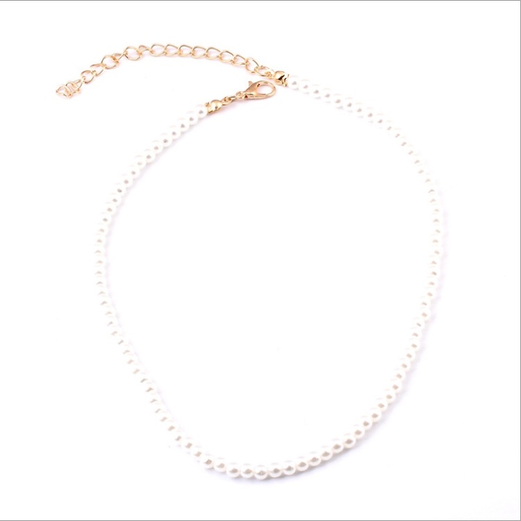 Kalung Choker Rantai Klavikula Hias Manik-Manik Mutiara Imitasi Gaya Retro Korea Untuk Wanita