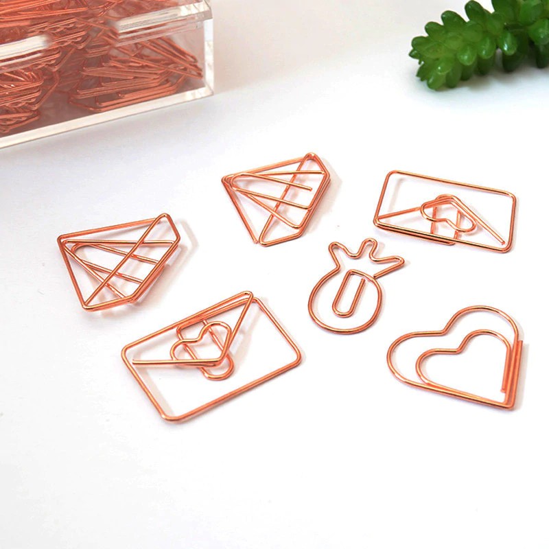 1 Pcs Rose Gold Boomark Planner Paper Clips School Office Supplies Stationery Memo Clip Metal