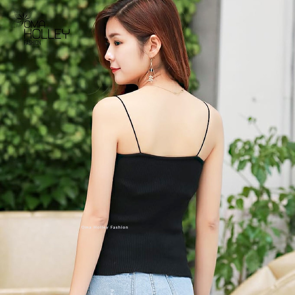 (COD) OH Fashion Tank top Lola Rajut Import tali spaghetti #616A 🟠