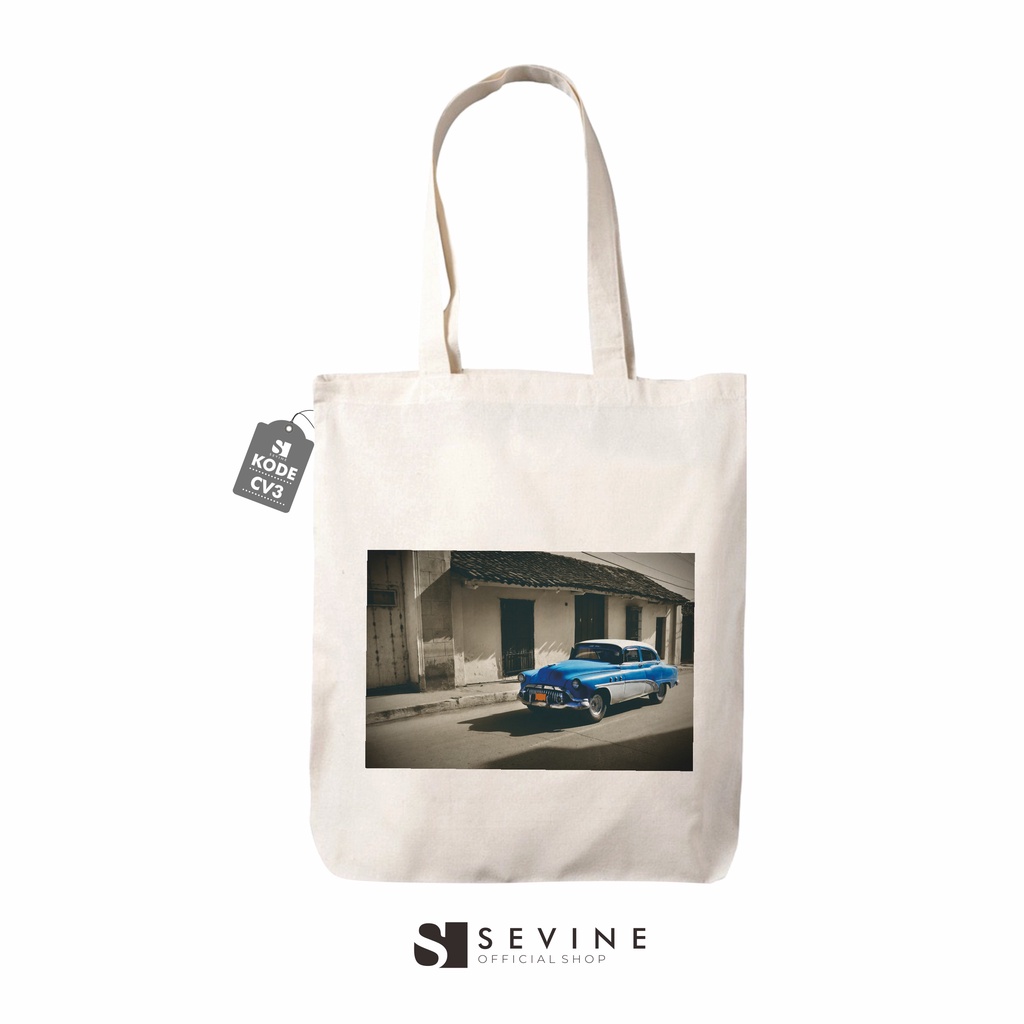 Sevine Tas Tote Bag Resleting Wanita Totebag Laptop Custom Desain Vintage Retro - CV