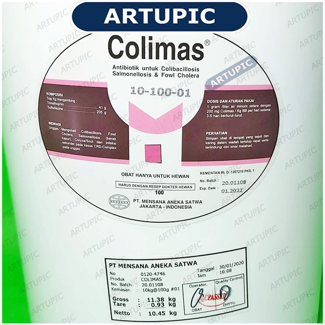 Colimas 100 gram Obat Collibacciolosis Salmonella Fowl Cholera Snot CRD Berak Kapur Kolera Koli