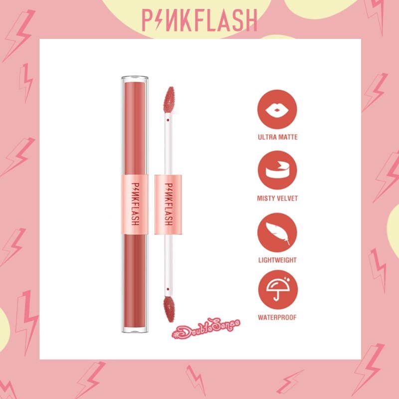 Pinkflash Lipcream DoubleSense  2In1 Duo Lipstick Velvet Pinkflash Lipcream Pinkflash Lipstick Pinkflash Lipstik Pinkflash Lipmatte Pinkflash Lip Velvet Pink Flash