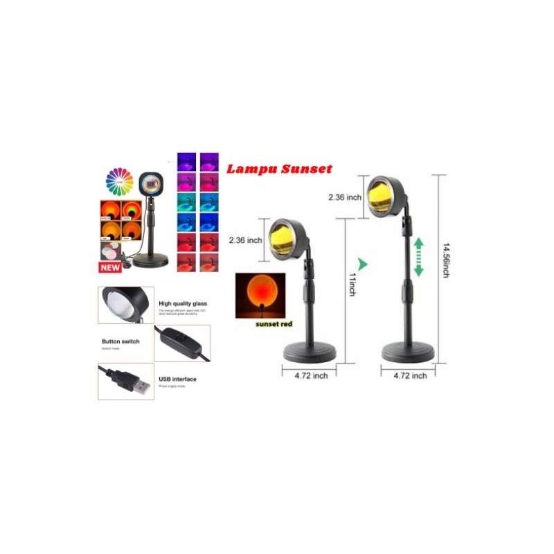 Lampu Sunset Led USB / sunset Lamp Atmostphere Led / Lampu Tidur - Setting Sun