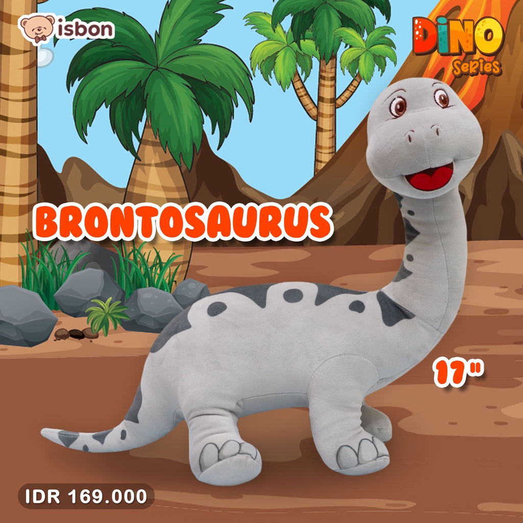 Boneka Dinosaurus Brontosaurus Abu Jumbo Bahan Halus Non Alergi Cocok Untuk Mainan Anak ISTANA BONEKA