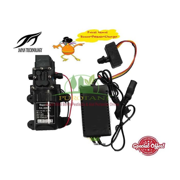 Paket Sprayer Dinamo Dc 12 Volt Charger Aki Potensio